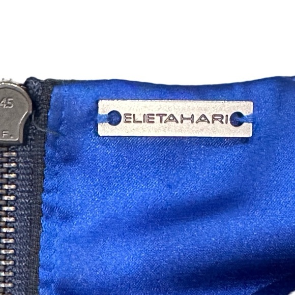 Navy Elie Tahari Navy Blue Sheath Lined Dress Fitted Zip Back Size 2 - Picture 3 of 6